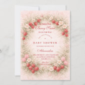 Invitation Strawberry Berry Sweet Baby Shower (Devant)