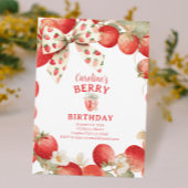 Invitation Strawberry Bow Girls Berry First Birthday