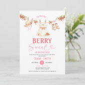 Invitation Strawberry Clothesline Sweet Baby Shower  (Debout devant)