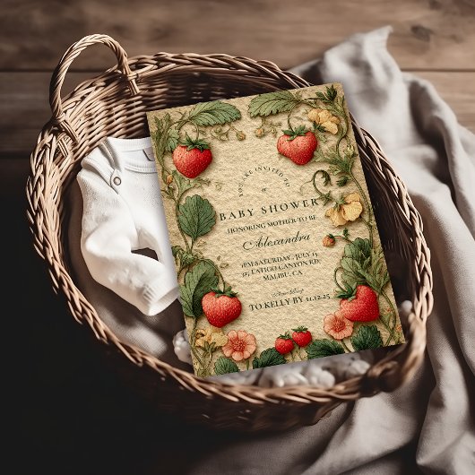 Invitation Strawberry Cottagecore Baby Shower
