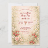Invitation Strawberry First Birthday Garden Party 1st Birthda (Devant)