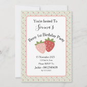 Invitation Strawberry Gingham First Birthday Party (Devant)