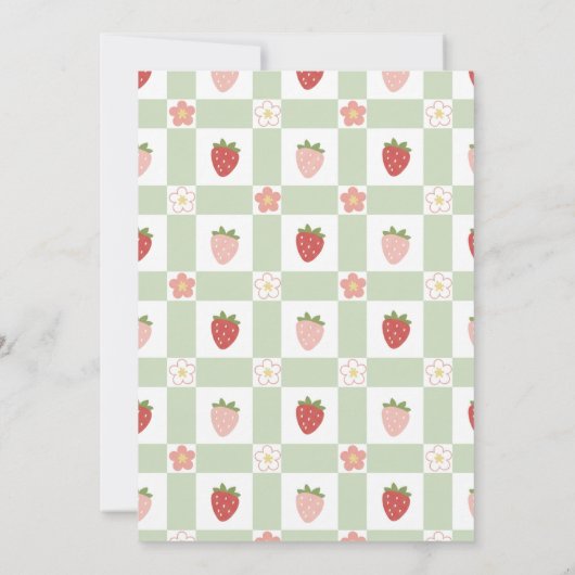 Invitation Strawberry Gingham First Birthday Party (Dos)