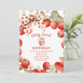 Invitation Strawberry Girls Berry Sweet Second Birthday (Debout devant)