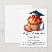 Invitation Strawberry Graduation Cupcake Brunch Celebration (Devant / Derrière)