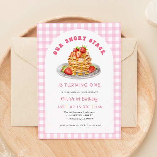 Invitation Strawberry Pancake Breakfast Birthday Party