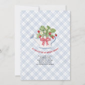 Invitation Strawberry So Berry Sweet Blue Gingham Boy Shower (Dos)