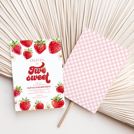Invitation Strawberry Two Sweet 2e Anniversaire