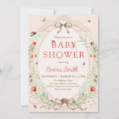 Invitation Strawberry Whimsical Ladybug Baby Shower (Devant)