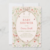 Invitation Strawberry Wildflower Lace Frame Baby Shower (Devant)