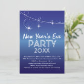 Invitation Streamers and Stars Blue New Year's Eve Party (Debout devant)