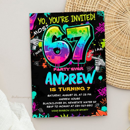 Invitation Street Art Graffiti 6 to 7 Birthday