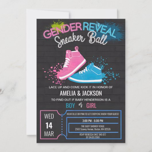 Invitation Streetwear Genre révéler basket ballon garçon fill (Devant)