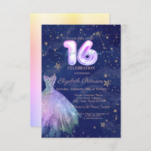 Invitation Stress tendance Stars Marine Bleu Holographique Sw