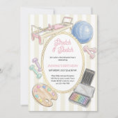 Invitation Stretch and Sketch Pilates Art Birthday Party (Devant)