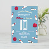 Invitation Strike cool sports bleu Bowling 10e anniversaire (Debout devant)