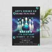 Invitation Strike Up Some Fun Neon Glow Bowling Birthday (Debout devant)