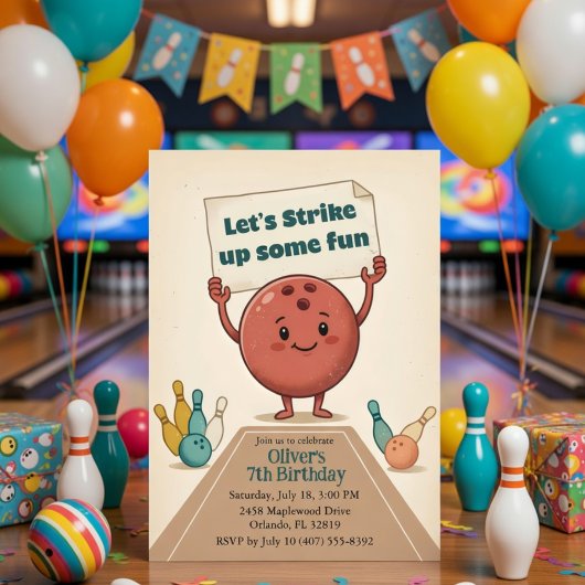 Invitation Strike Up Some Fun Party Bowling Boy 7th Birthday