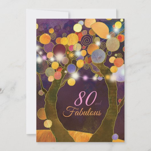 Invitation String Lights 80e fête d'anniversaire (Devant)