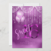 Invitation String Lights & Balloons Sweet 16 Orchid ID473 (Devant)