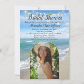 Invitation String Lights Beach Fête des mariées Arche Photo (Devant)