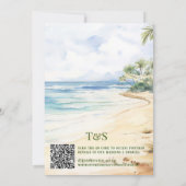 Invitation String Lights Beach QR Code Enregistrer La Date Tr (Dos)