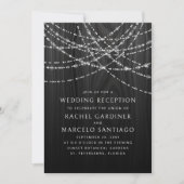 Invitation String Lights Black Rustic Wedding Réception (Devant)