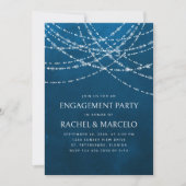 Invitation String Lights Blue Engagement Party (Devant)
