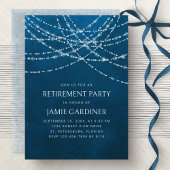 Invitation String Lights Blue Retirement Party
