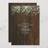 Invitation String Lights Botanical Rustic Wood Générique Part (Devant / Derrière)