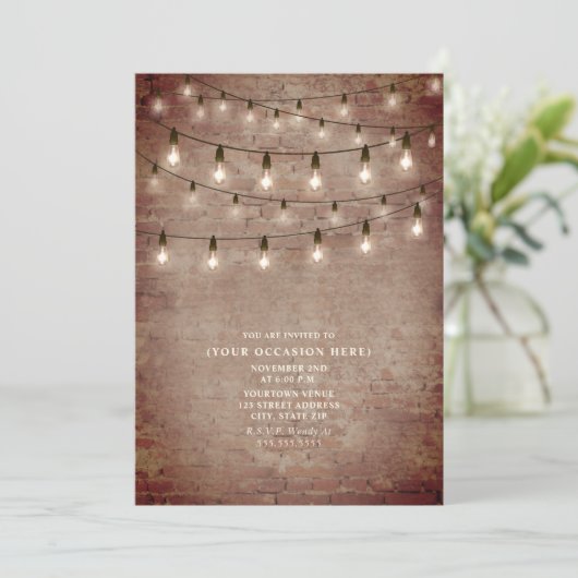 Invitation String Lights Brick Générique All Purpose Party (Debout devant)