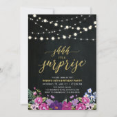 Invitation String Lights & Chalkboard Surprise fête d'anniver (Devant)
