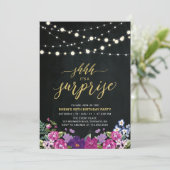 Invitation String Lights & Chalkboard Surprise fête d'anniver (Debout devant)