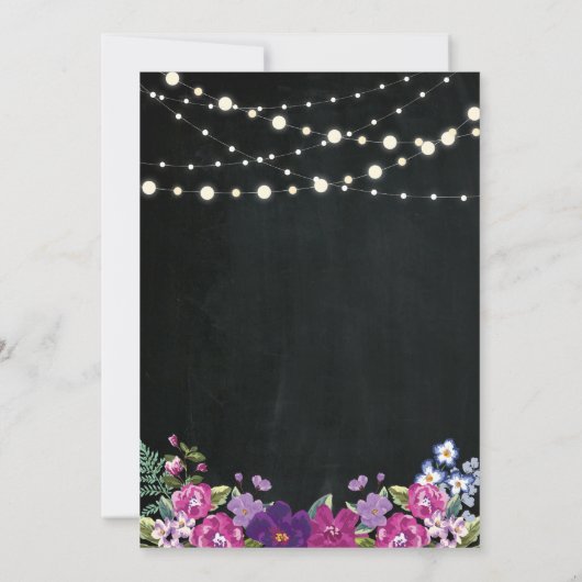 Invitation String Lights & Chalkboard Surprise fête d'anniver (Dos)
