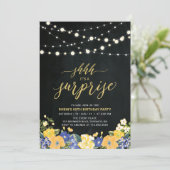 Invitation String Lights & Chalkboard Surprise fête d'anniver (Debout devant)