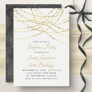 Invitation String Lights Gold Elegant Anniversaire
