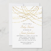 Invitation String Lights Gold Elegant Baby shower (Devant)
