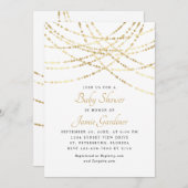 Invitation String Lights Gold Elegant Baby shower (Devant / Derrière)