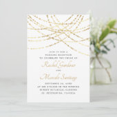 Invitation String Lights Gold Elegant Mariage Réception (Debout devant)