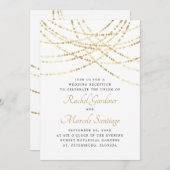 Invitation String Lights Gold Elegant Mariage Réception (Devant / Derrière)