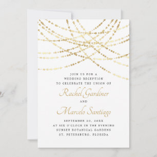 Invitation String Lights Gold Elegant Mariage Réception