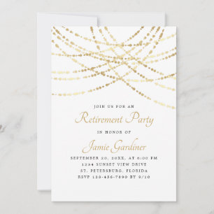 Invitation String Lights Gold Retirement Party