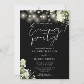 Invitation String Lights Green Mariage Photo Soirée (Devant)