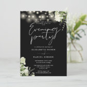 Invitation String Lights Green Mariage Photo Soirée (Debout devant)
