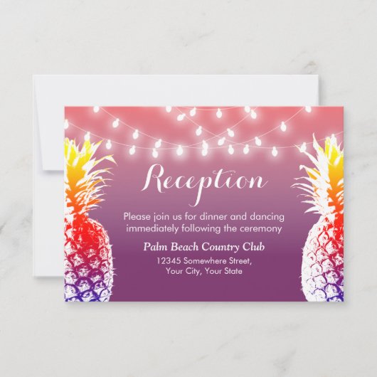Invitation String Lights Hawaiian Pineapple Mariage Réception (Devant)