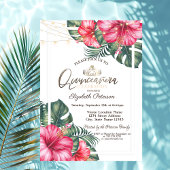 Invitation String Lights Hibuscus Summer Quinceañera