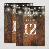 Invitation String Lights Horseshoes Barn Wood Table Number (Devant / Derrière)