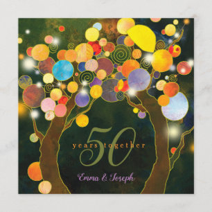 Invitation String Lights Love Trees 50e anniversaire Mariage