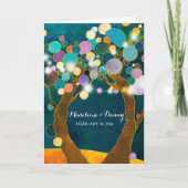 Invitation String Lights Love Trees Mariage Turquoise (Devant)