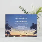 Invitation String Lights Palm Beach Destination Mariage (Debout devant)